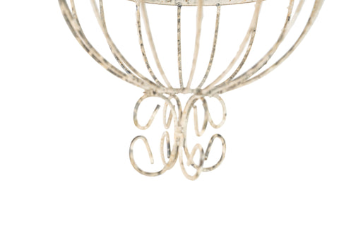 La Belle Hanging Iron Planter Garden Basket-White