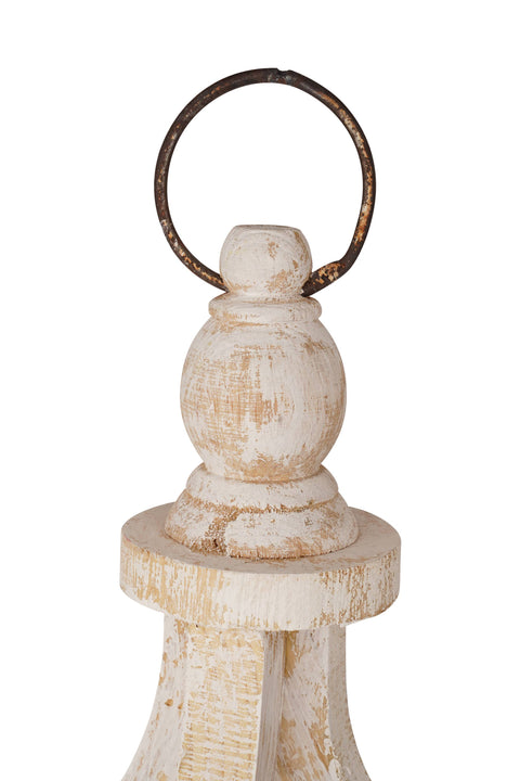 Winston Rustic Farmhouse Hanging Wood Lantern-13x24-White