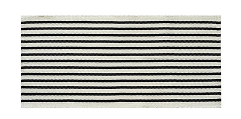 Black-Ivory Striped Small Area Rug