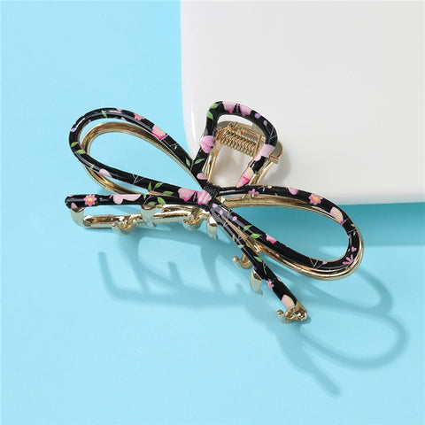 Black Botanical Floral Clip Hair Claw Clip