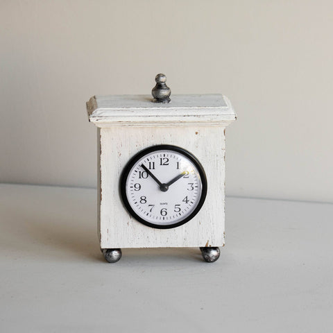 White Wood Tabletop Clock