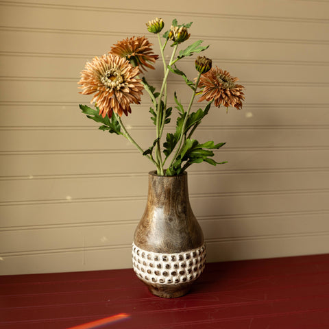 Whitewashed Wood Bead Vase