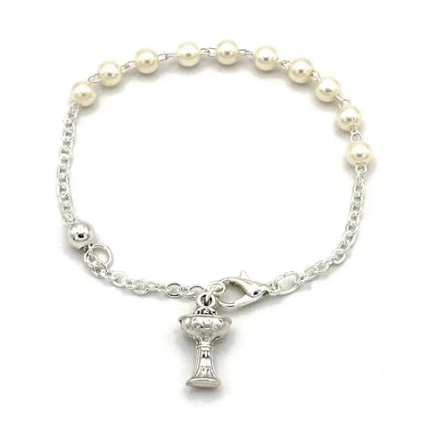 First Communion Pearl Beads Rosary Bracelet