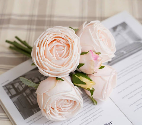 6-stem bundle-Real Touch rose bouquet - White
