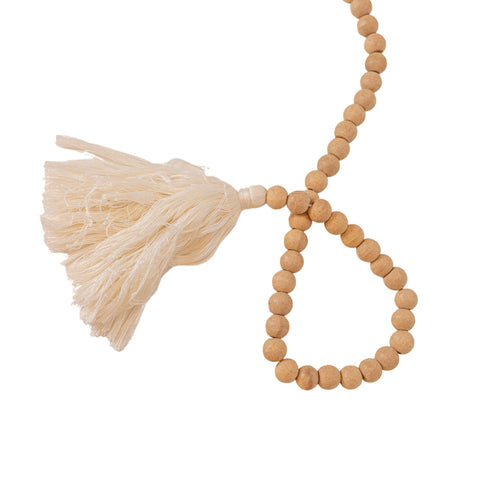 Cross Wood Bead Garland Tassel