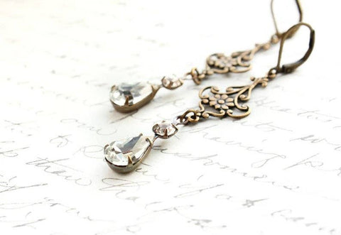 Filigree Crystal Glass Earrings