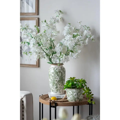 Sage Blossom Ceramic Planter