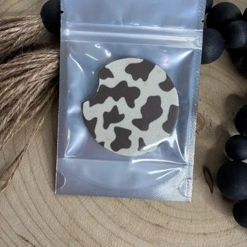 Car Coasters-Brown Cow Print