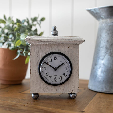 White Wood Tabletop Clock
