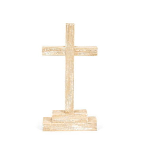 Wood Cross on Stand – Natural Wood