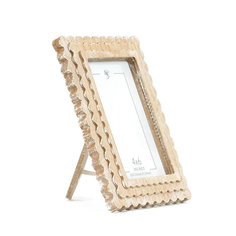 Wood Scallop Photo Frame - Natural Wood