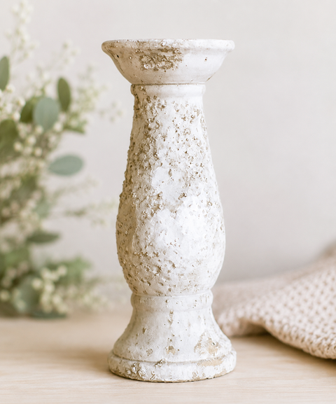 Antique White Visby Candle Holder - 4x10