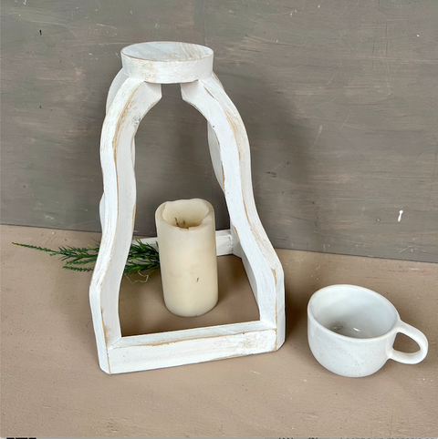 Centerpiece Wooden Bell Structure - White