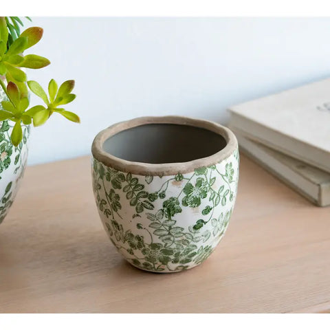 Green Floral Planter 5x5x4.5