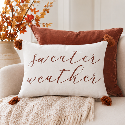 Sweater Weather Fall Throw Pillow