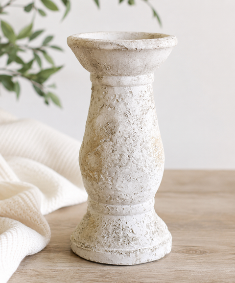 Antique White Visby Candle Holder - 4 x 7.75