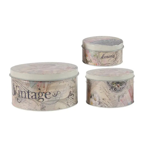 Vintage Decorative Tin Boxes - Set of 3