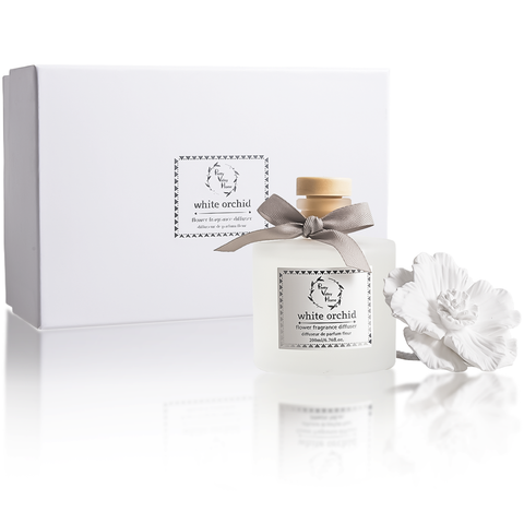 White Orchid (White) Ceramic Flower Diffuser