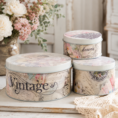 Vintage Decorative Tin Boxes - Set of 3
