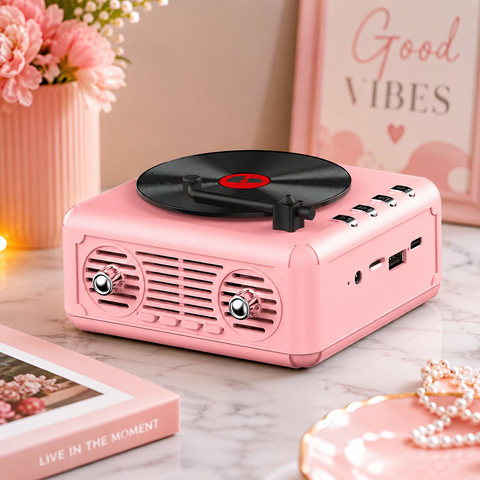 Pink Vintage Vinyl Speaker