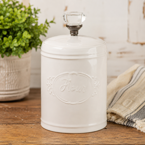 Dolomite Flour Canisters with Glass Knob