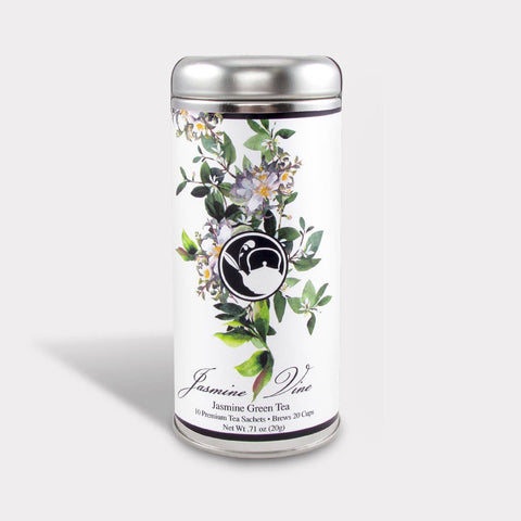 Jasmine Vine Green Tea - 12 Tea Sachets - Tall Tin