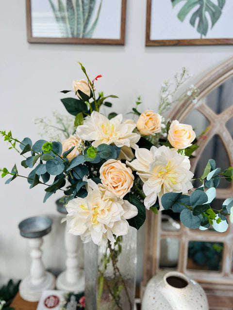 Real Touch Rose-3 flowers - Light Peach