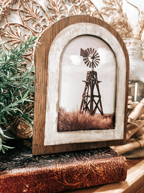 Arched Frame Windmill On the Prairie