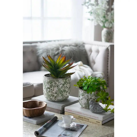 Sage Blossom Ceramic Planter