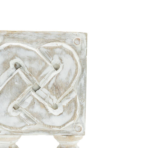 Vennie Whitewashed Carved Wood Bin