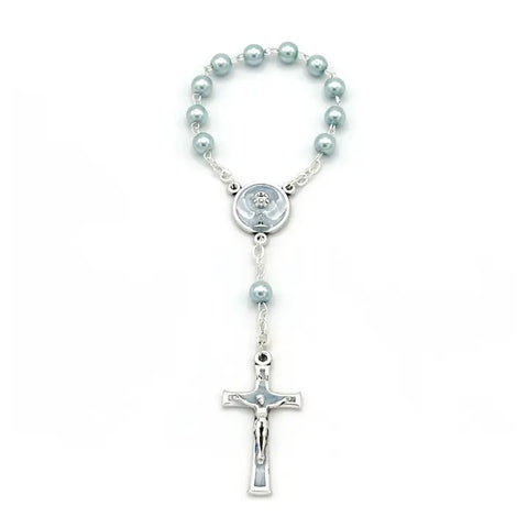 First Communion Blue Pearl Glass Beads One Decade Rosary