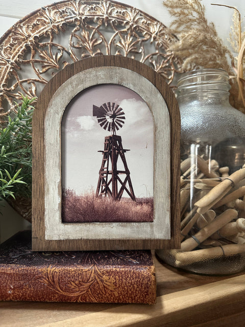 Arched Frame Windmill On the Prairie
