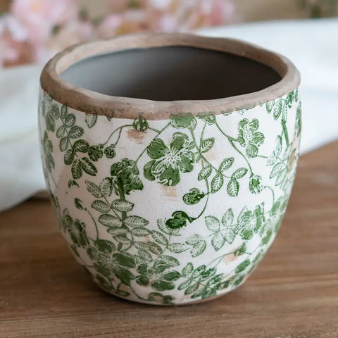 Green Floral Planter 5x5x4.5