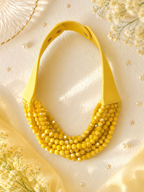 Yellow Multi-Layered Beaded Necklace