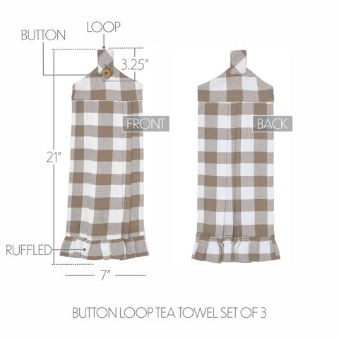 Check Button Loop Tea Towel