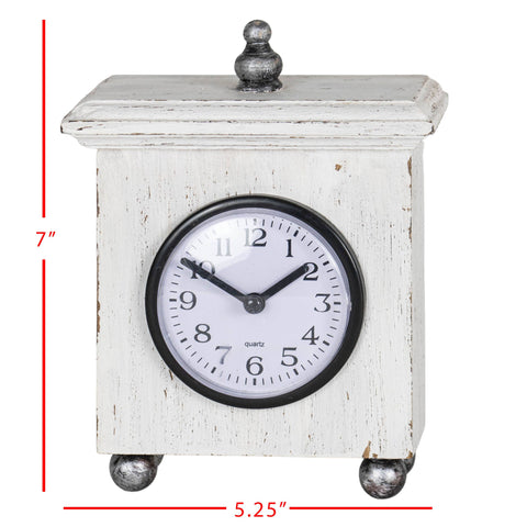 White Wood Tabletop Clock