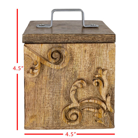 Carved Jewelry Trinket Box Wood