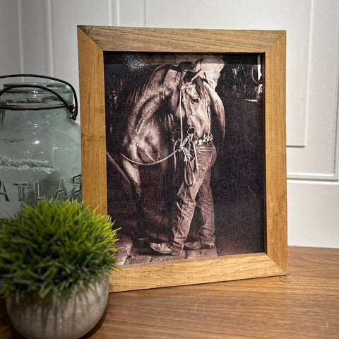 Wood Frame Art Print - Horse with Best Friend