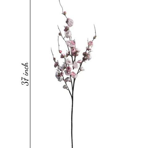 White & Pink Plum Blossom Branch Artificial Stem