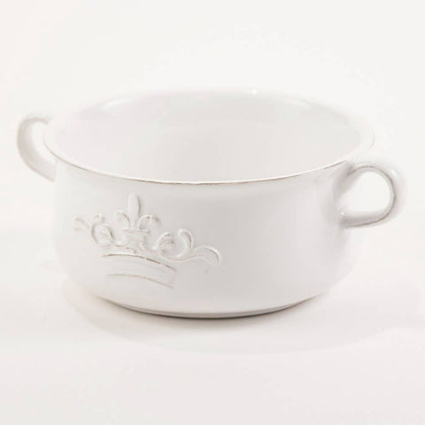 Crown Double Handle Bowl - White   7x2.75x5.5