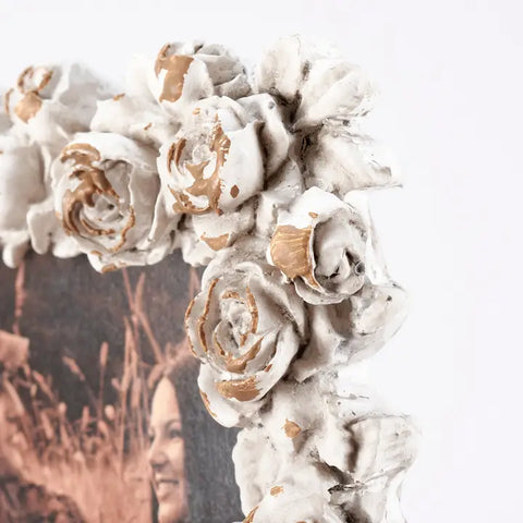 Antique White Rose Photo Frame