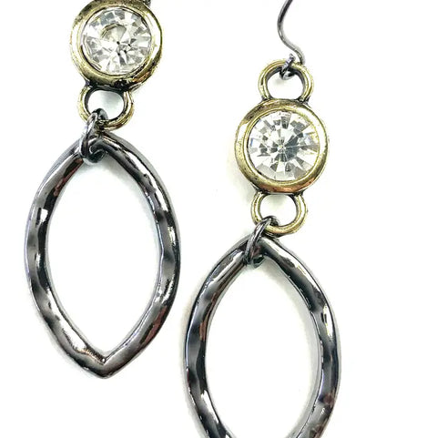 Earrings - Crystal & Oval Drop