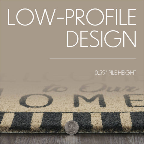Charcoal Stripes Coir Rug