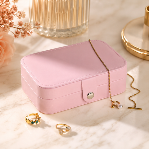 Pink Jewelry Organizer Travel Box Case