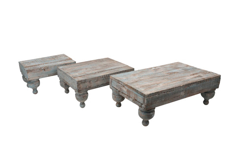 Chula Cake Table Set 3-Display-Reclaimed Wood-Turquoise