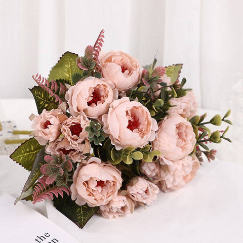 Peony Rose Artificial Flower Bouquet - Pink