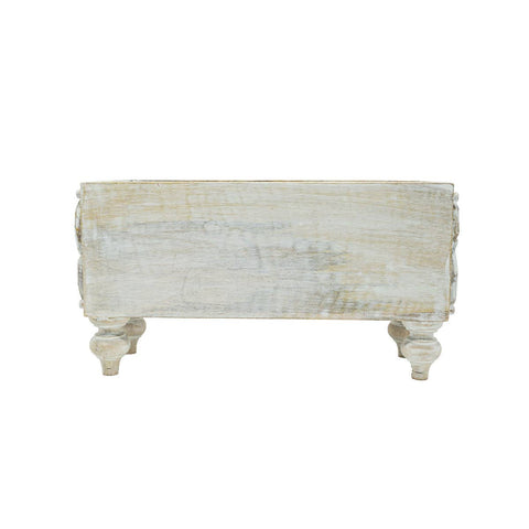 Vennie Whitewashed Carved Wood Bin