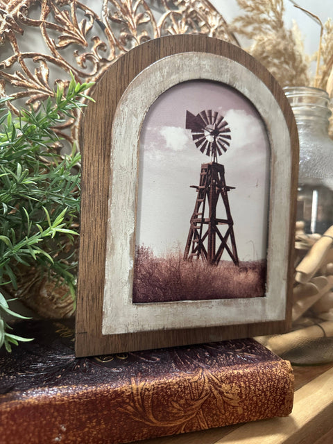 Arched Frame Windmill On the Prairie