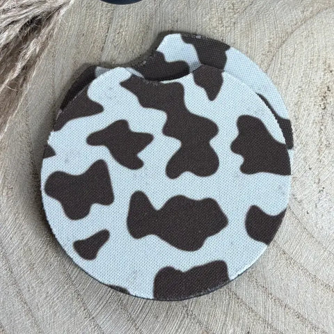 Car Coasters-Brown Cow Print