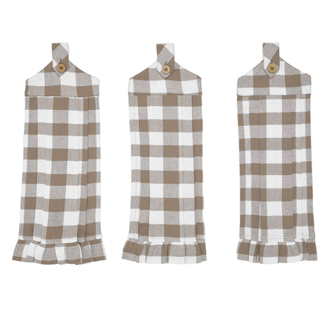 Check Button Loop Tea Towel